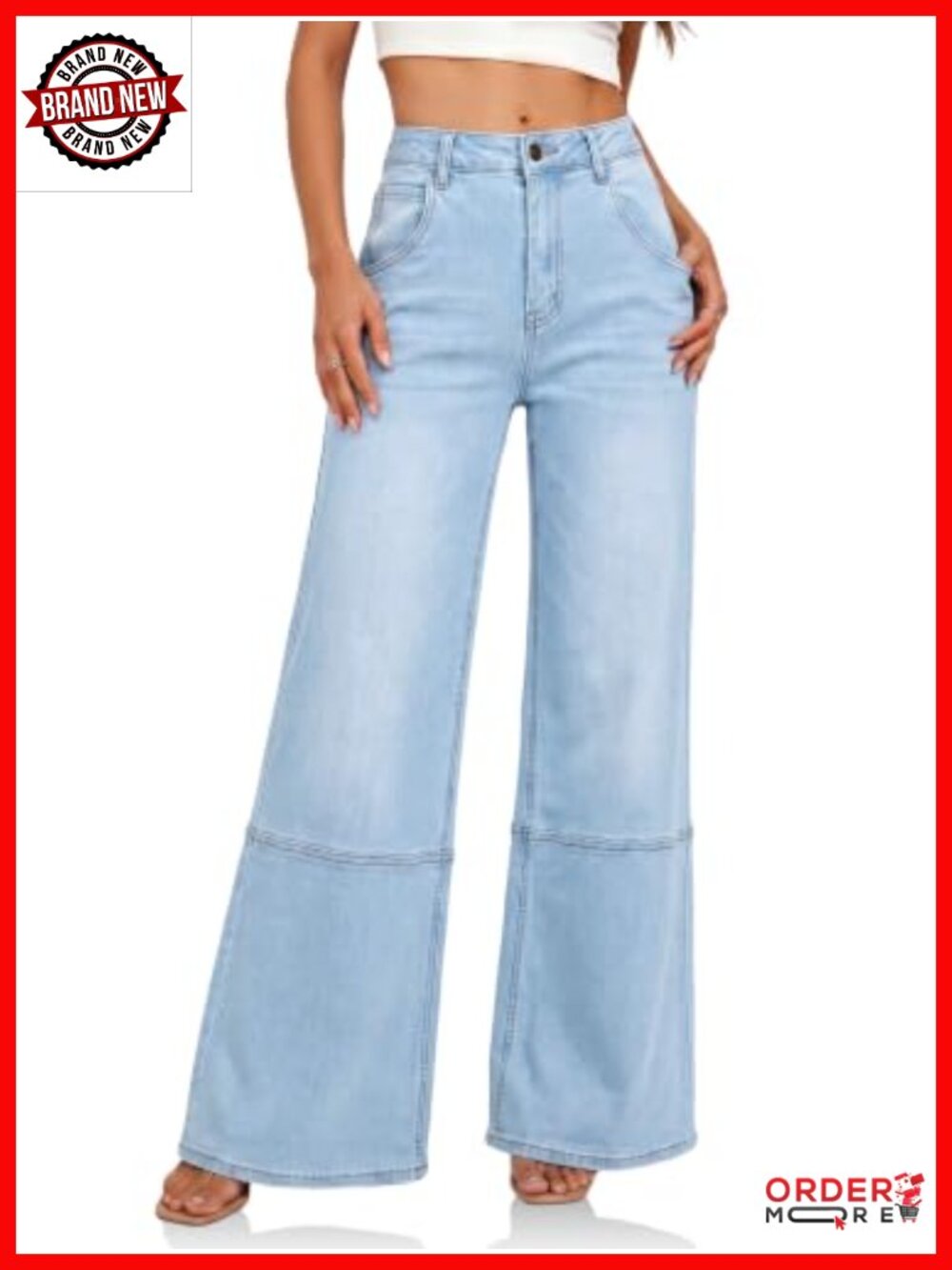 High Waisted Bell Bottom Jeans Seam Front Flare Denim Pants